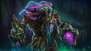 Purple creature green light ball - a painting of a creature free wallpaper