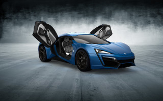 Blue sports car open doors 4 - fog free wallpaper