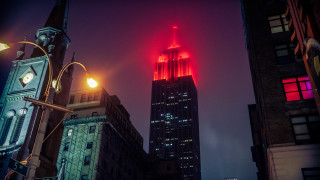 Clock tower night city lights - intimidating lighting free wallpaper
