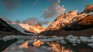 Mountain iceberg lake sunset ecological - emiliano ponzi free wallpaper