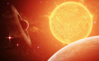 Solar system two planets star 2 - a solar system free wallpaper