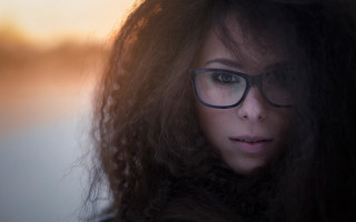 Woman glasses portrait outdoors baretree - glass free wallpaper