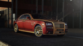 Red gold rollsroyce parkinglot neoclassicism - luxury free wallpaper