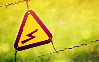 Yellow sign barbed wire green - wire fence free wallpaper
