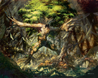 Man forest painting trees animals - altermodern free wallpaper