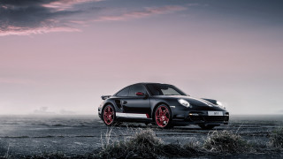 Black car dirt road pink - a black car free wallpaper