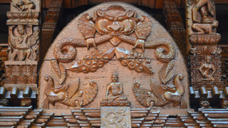 Carved wooden door decorative design - an art deco sculpture free wallpaper