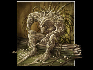Creepy creature swamp log stick - its mouth free wallpaper