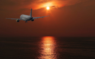 Plane ocean sunset backlit matte - sunset free wallpaper