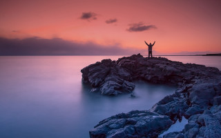 Sunset mountain water figure clouds - dave allsop free wallpaper