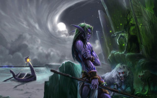 Purple man spear boat monster - a purple outfit holding free wallpaper
