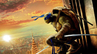 Turtle man sword cityscape sunset - drew struzan free wallpaper