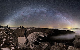 Night sky stars mountain river - a night sky free wallpaper