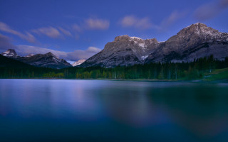 Mountain lake forest sky water 10 - widescreen free wallpaper
