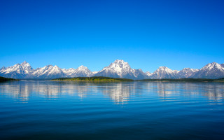 Lake mountains blue sky clouds 2 - a lake free wallpaper