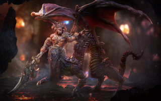 Demonic cave monsters sword demon - their hand and a demon free wallpaper