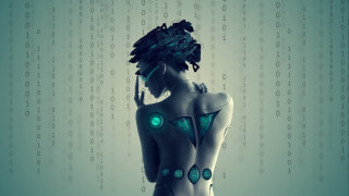 Woman headpiece digital background cyberpunk - cyberpunk art free wallpaper