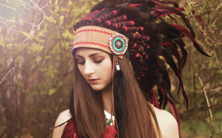 Primitivism feathered headdress photorealistic fashion - primitivism free wallpaper