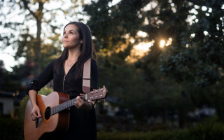 Woman guitar sky trees bokeh - carey morris free wallpaper
