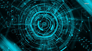 Blue abstract background circular design 2 - cybernetic free wallpaper