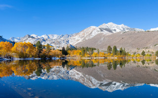 Mountain lake trees sky clouds 2 - tree and mountains free wallpaper