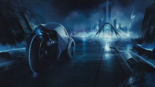 Futuristic car night city background - retrofuturism free wallpaper