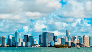 City skyline boat clouds architecture - a matte painting free wallpaper for desktop