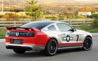 Mustang red silver mountain road - the side of the road free wallpaper