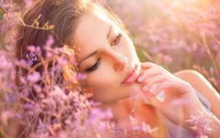 Woman flowers portrait blurry spring - a field of flowers free wallpaper