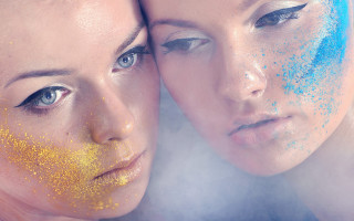 Blue makeup gold glitter closeup - gold glitter free wallpaper