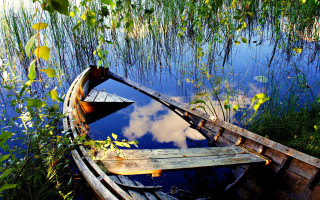 Boat lake green field grass - tall grass free wallpaper