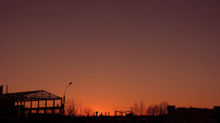 Building sunset streetlight constructivism cityscape - fedot sychkov free wallpaper