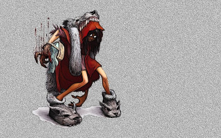 Wolf man knife pop surrealism - brom free wallpaper
