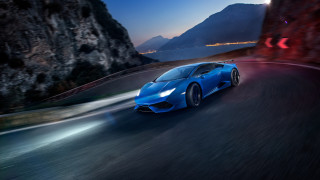 Blue sports car night mountains - night time free wallpaper for desktop