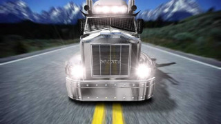 Truck driving road mountains bright - alan pollack free wallpaper