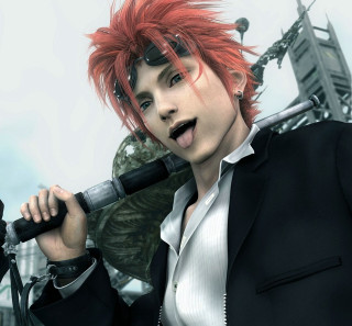 Woman red hair microphone man - a suit free wallpaper
