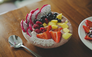 Bowl fruit table spoon plate - a bowl of fruit free wallpaper