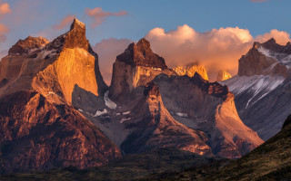 Mountain range sunset clouds snow 3 - sunset free wallpaper