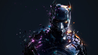 Man suit bat mask glowing - cyberpunk art free wallpaper