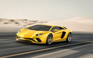 Yellow sports car desert road 2 - sand free wallpaper