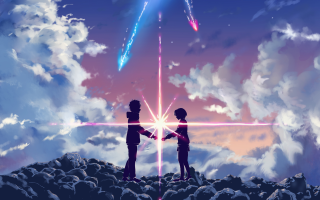 People hill star sky pink 2 - two person free wallpaper
