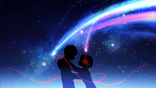 Couple standing rainbow colored sky - sky free wallpaper