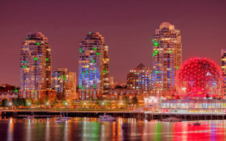 Vancouver ferris wheel cityscape night - a ferris wheel free wallpaper