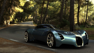 Blue sports car woods road - a blue sports car free wallpaper for desktop