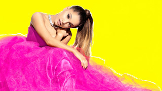 Woman pink dress yellow background - fanny mcian free wallpaper