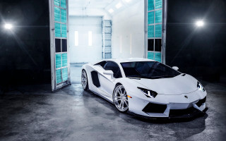White sports car garage bright - white background free wallpaper