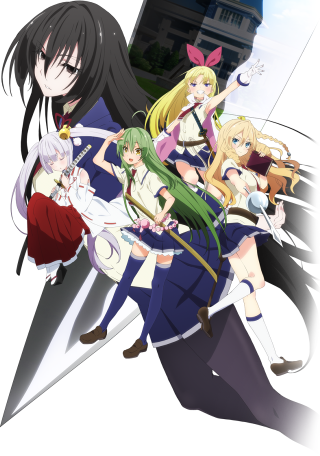 Anime girls building sword group - poster art free wallpaper