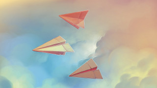 Paper airplanes clouds blue sky - an ultrafine free wallpaper for desktop