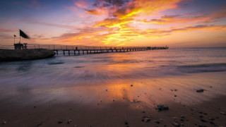 Pier ocean sunset colorful sky - a pier free wallpaper