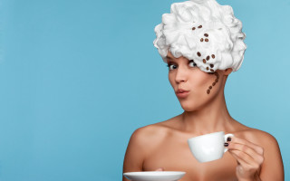 White haired woman coffee flower - verdadism free wallpaper